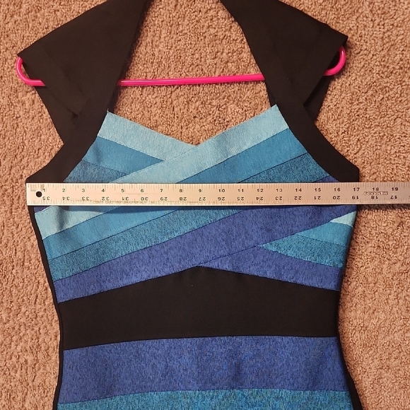 VENUS Blue Asymmetrical Bodycon Dress Cocktail - Picture 3 of 5